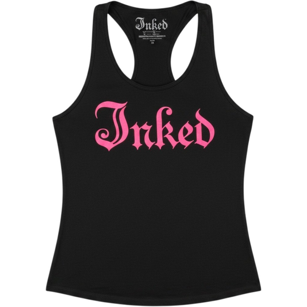 Inked Shop Tank Top Womens 2XL Black Pink Logo Racerback Sleeveless Cotton